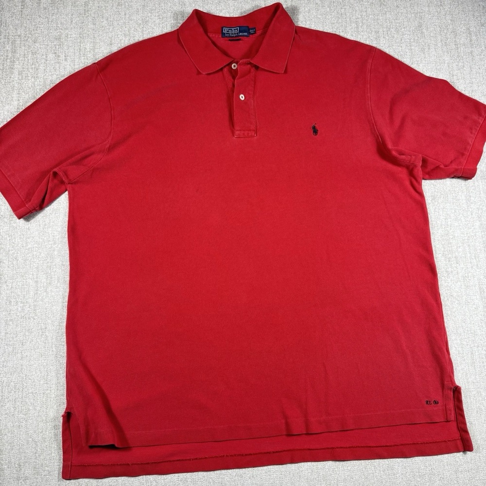 Polo Ralph Lauren Vintage Knit Shirt  Red Size 2XLT 100% Cotton